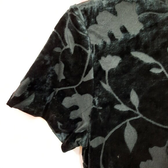 Vintage 80s Cache Jumpsuit Size S Black Velvet Mock Neck Short Sleeve Size S - Picture 3 of 11